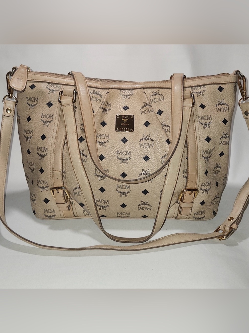 MCM Cream Viesto Two-way Crossbody Shoulder Bag